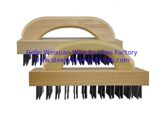 China Rectangular Shaped Butcher Block Brush with Flat Steel Wire for Heavy Duty Cleaning supplier